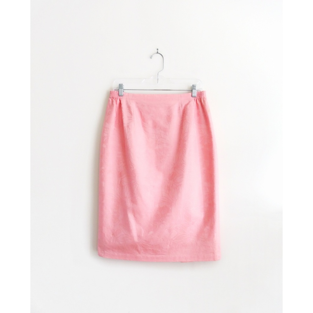 Vintage 80s Light Pink Cotton Skirt Suit fit 10 12 - Picture 4 of 8
